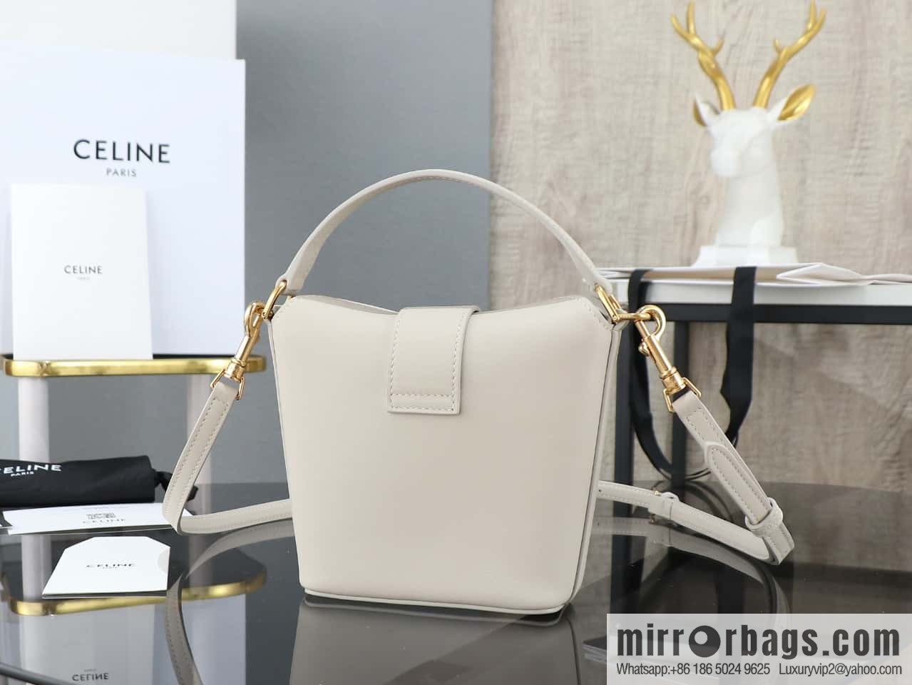 [Premium quality, all-steel hardware] CELIN_E TRIOMPHE mini cowhide bucket bag model: 10k943