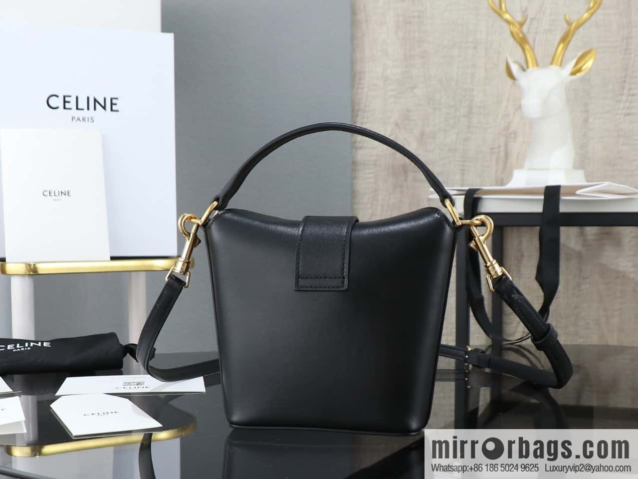 [Premium quality, all-steel hardware] CELIN_E TRIOMPHE mini cowhide bucket bag model: 10k943