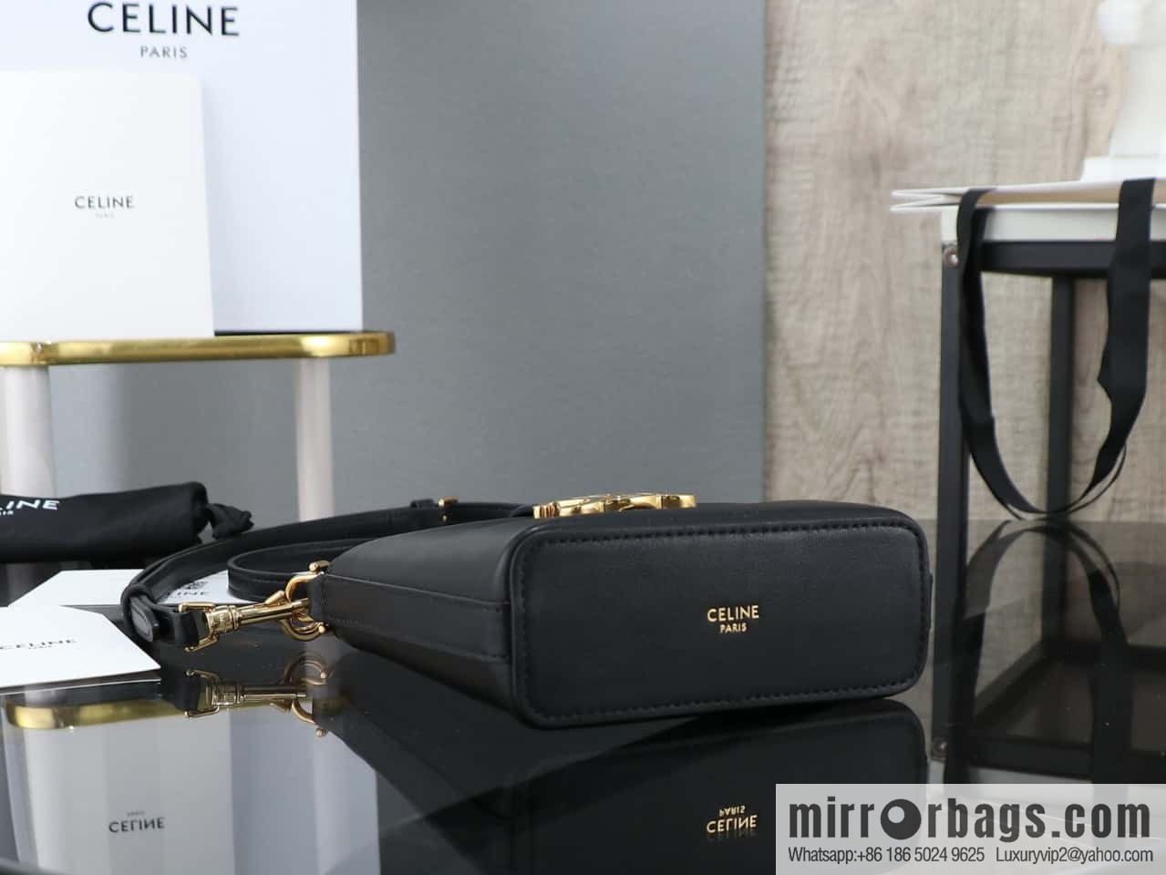 [Premium quality, all-steel hardware] CELIN_E TRIOMPHE mini cowhide bucket bag model: 10k943