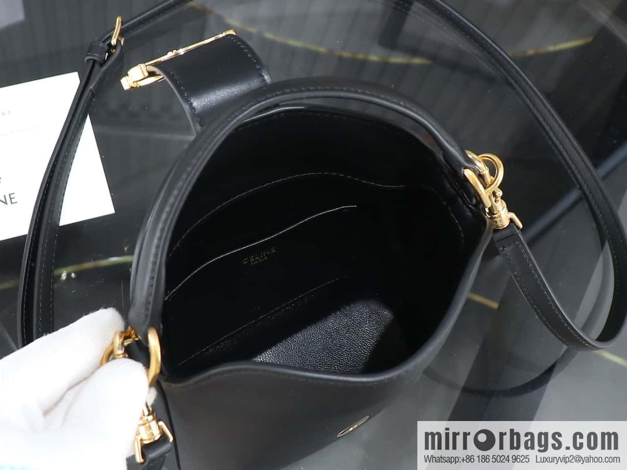 [Premium quality, all-steel hardware] CELIN_E TRIOMPHE mini cowhide bucket bag model: 10k943