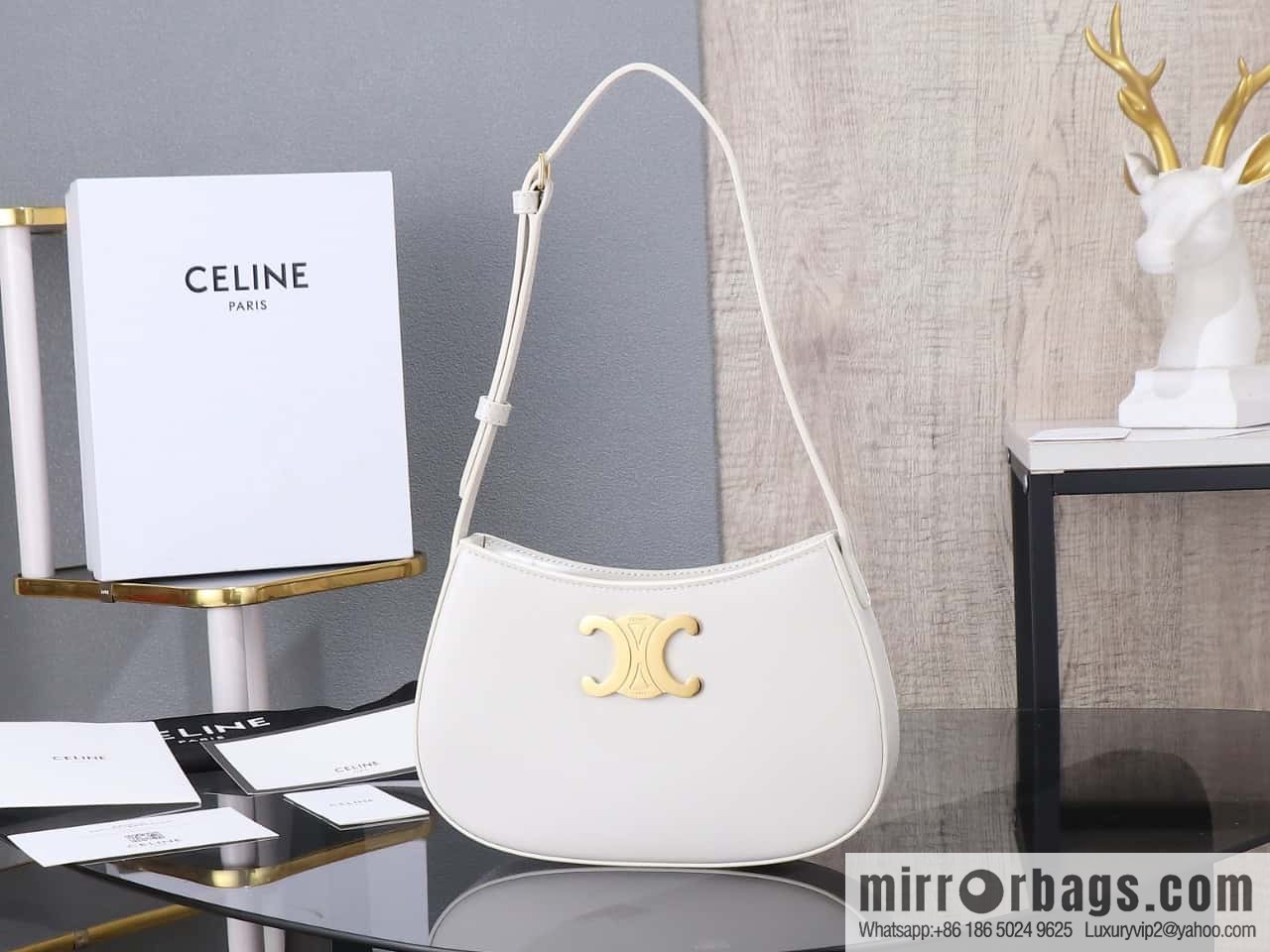 [Premium all-steel hardware] CELIN_E 2024 🆕 | TILLY medium bright cow leather handbag number: 115703BF4.38NO