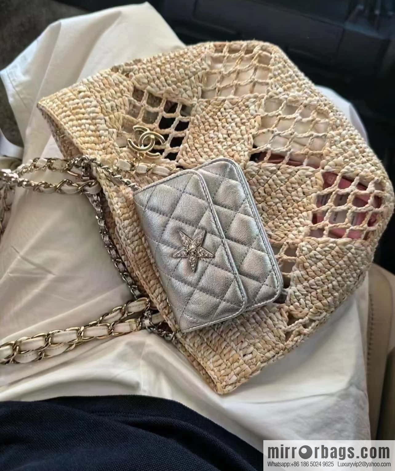 𝐂𝐡𝐚𝐧𝐞𝐥 𝟮𝟰 CoCo Beach Straw Shopping Bag 🛍️ S