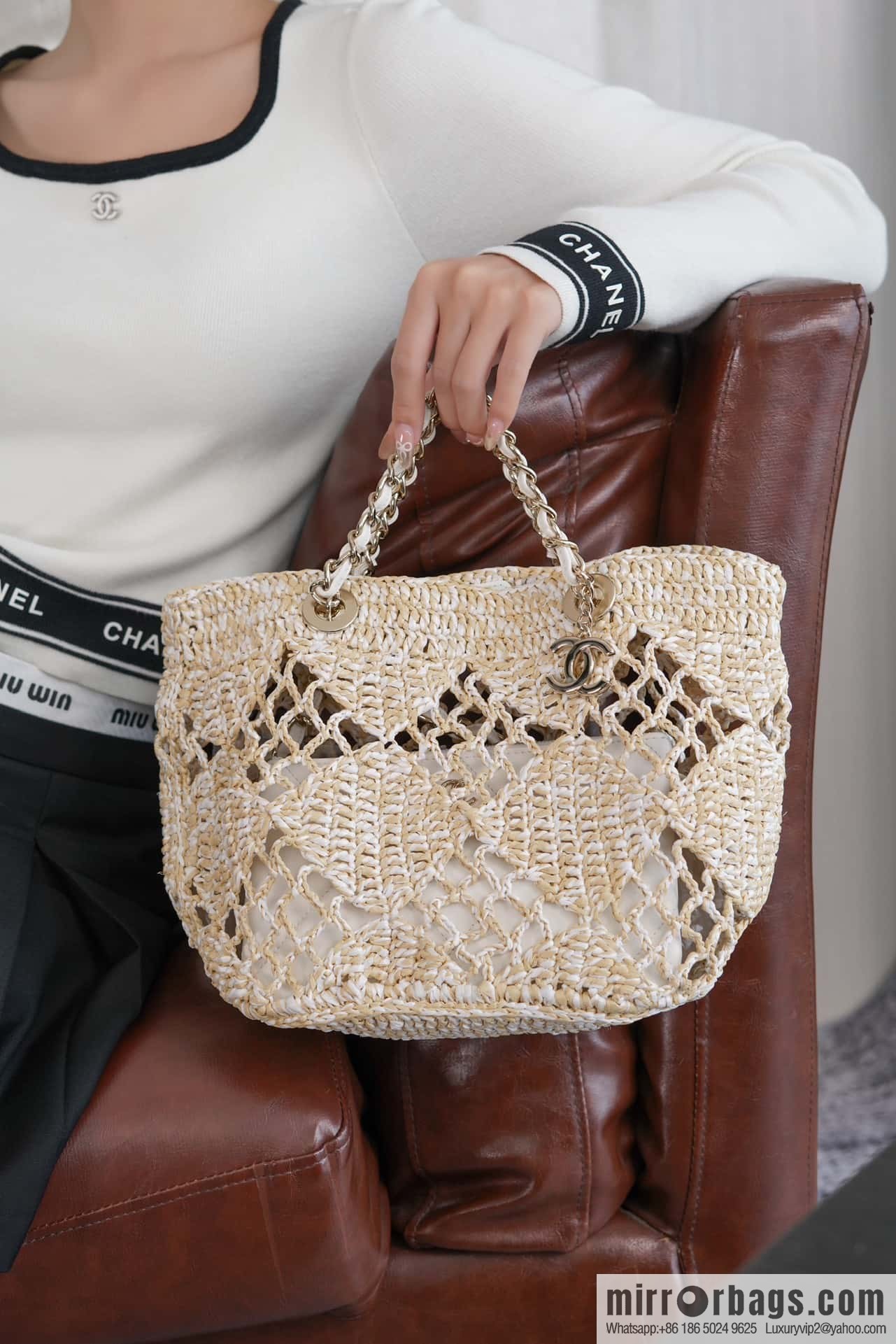 𝐂𝐡𝐚𝐧𝐞𝐥 𝟮𝟰 CoCo Beach Straw Shopping Bag 🛍️ S