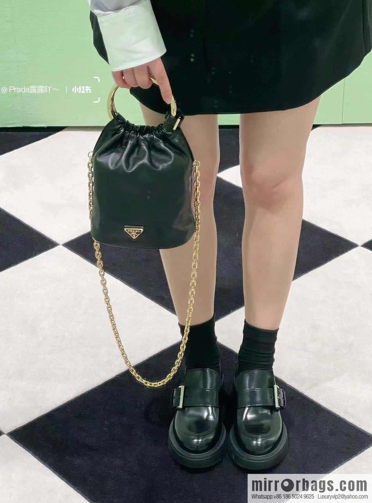 PRADA 🎉 new bucket bag 🎉 1BC227 lambskin 🎉🎉 black