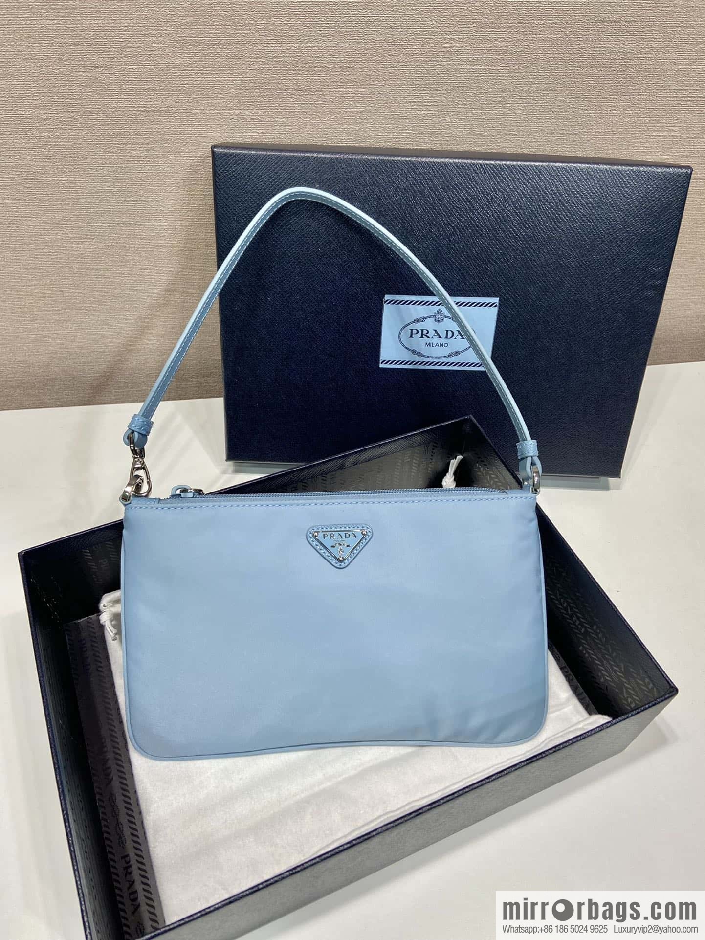 PRADA 🎉 new armpit bag 🎉 1NI545 🎉🎉 haze blue
