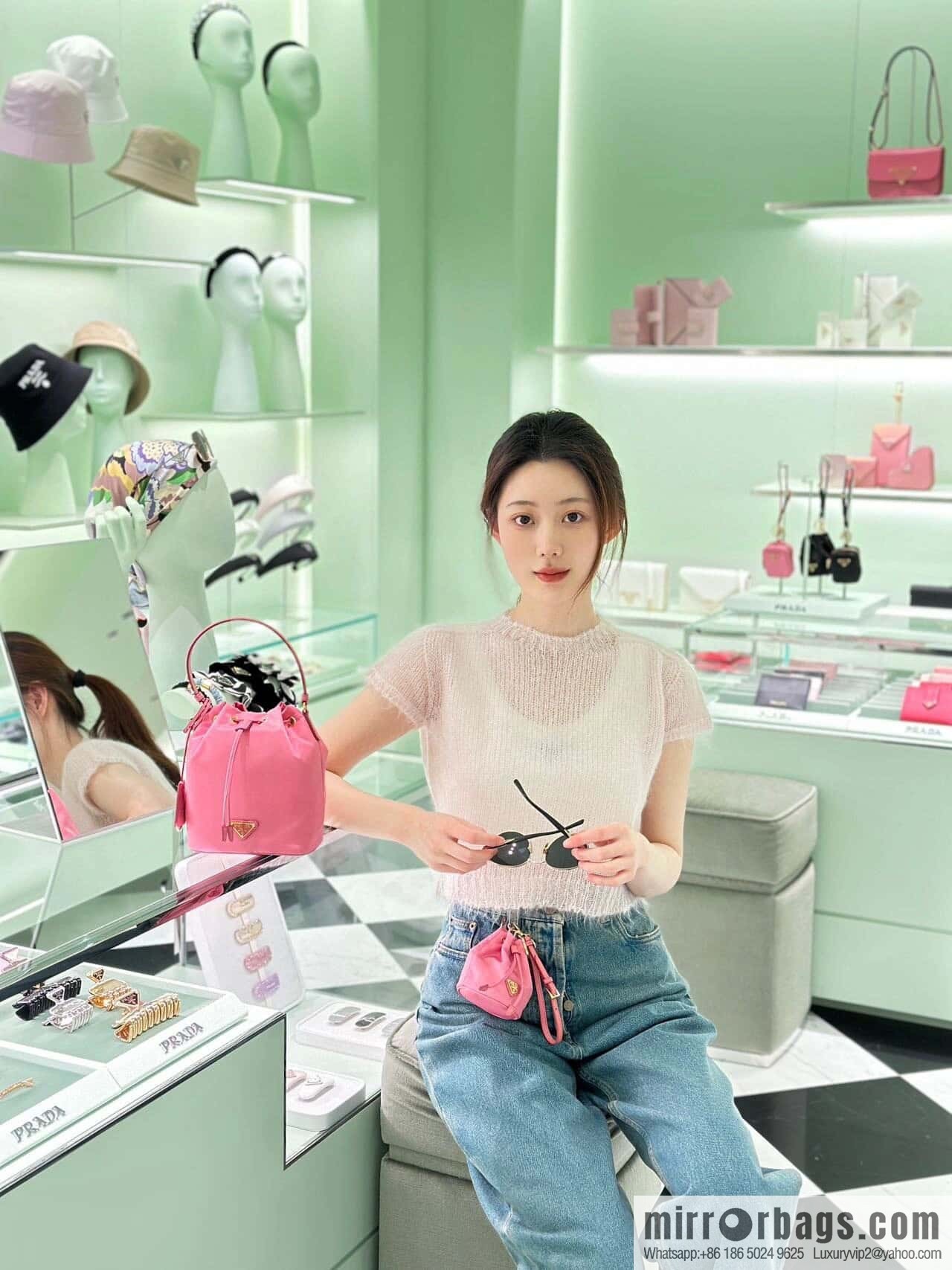 PRADA 🎉 mini bucket bag 🎉 1TT202 new 🎉🎉 pink