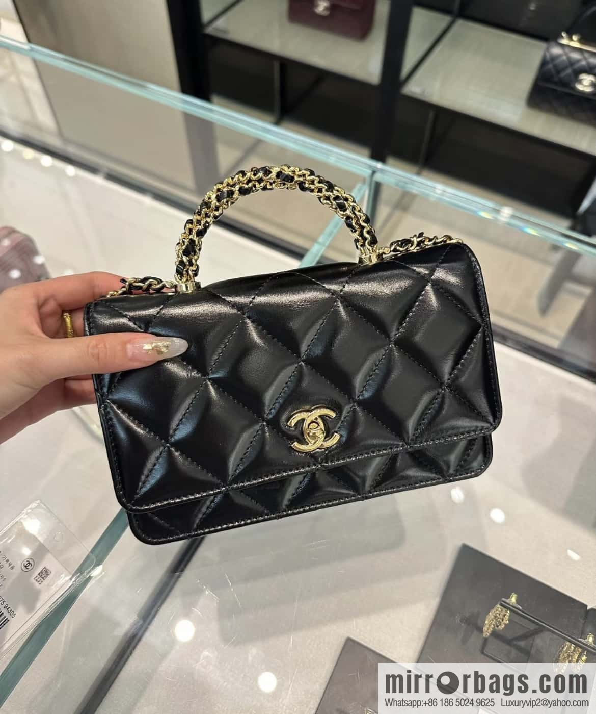 CHANEL Flap New thick chain handle Woc black ➿ AP4166 B17675 94305