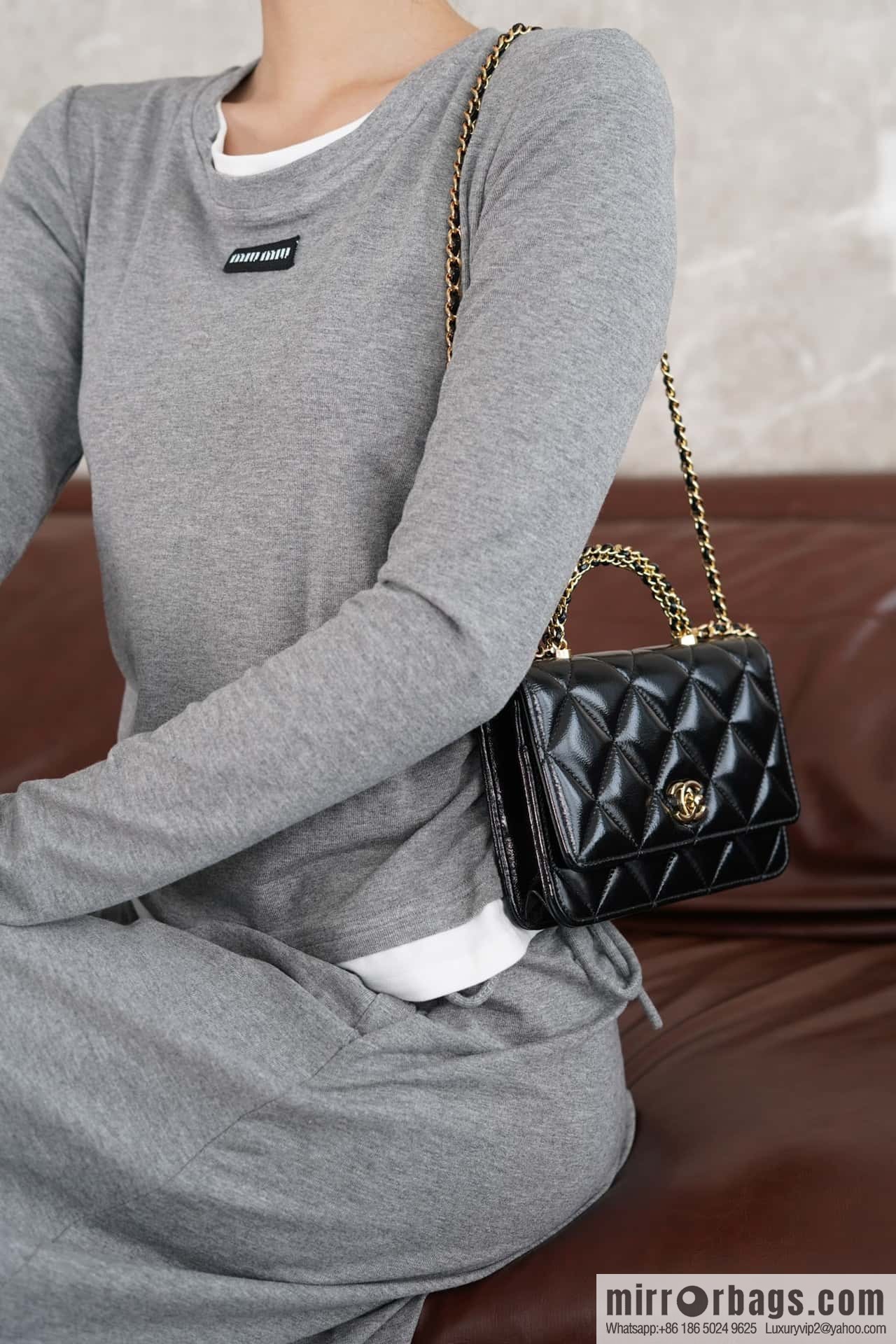 CHANEL Flap New thick chain handle Woc black ➿ AP4166 B17675 94305