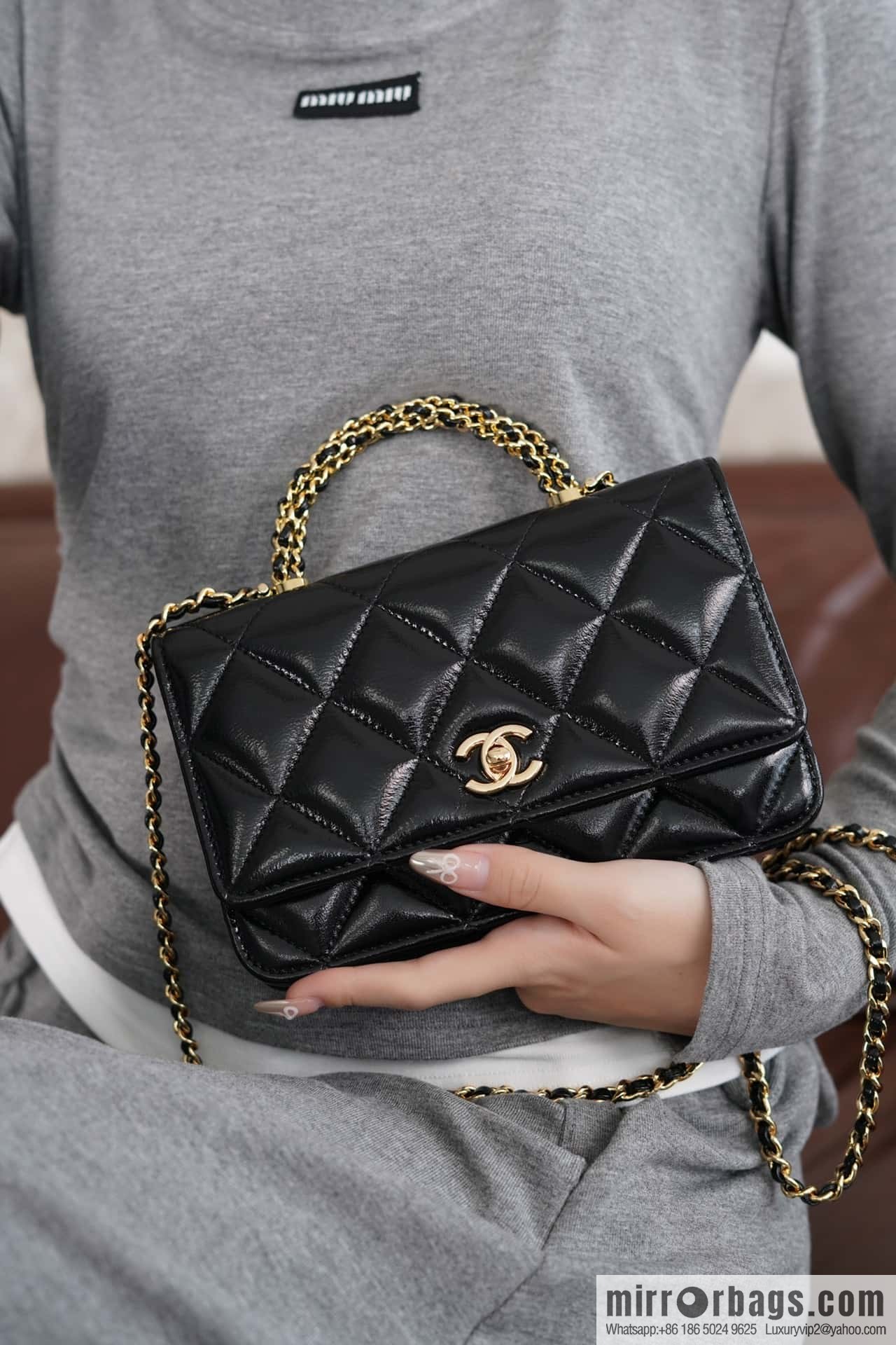 CHANEL Flap New thick chain handle Woc black ➿ AP4166 B17675 94305