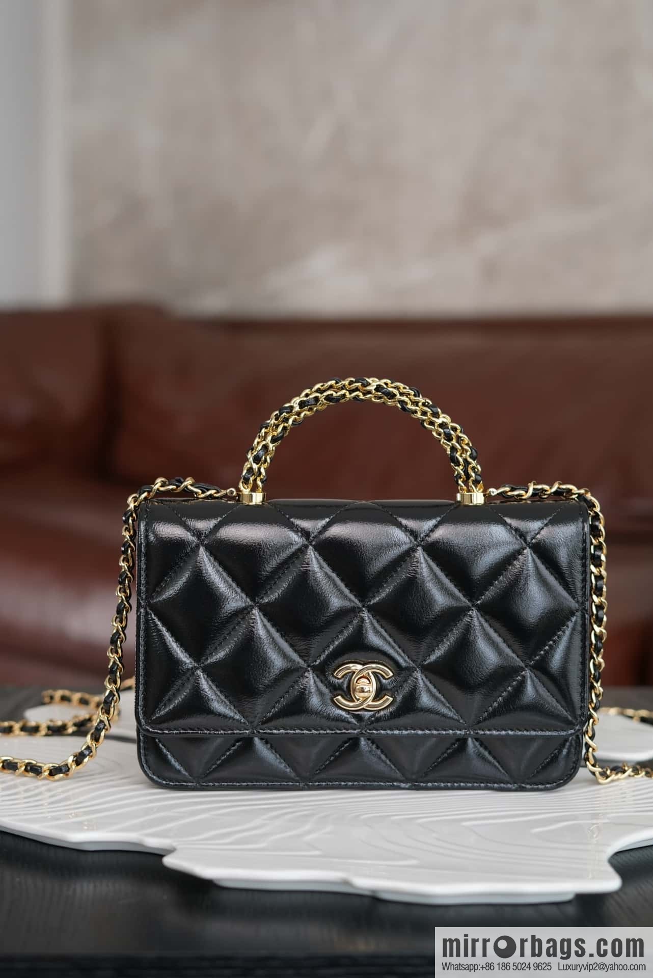 CHANEL Flap New thick chain handle Woc black ➿ AP4166 B17675 94305