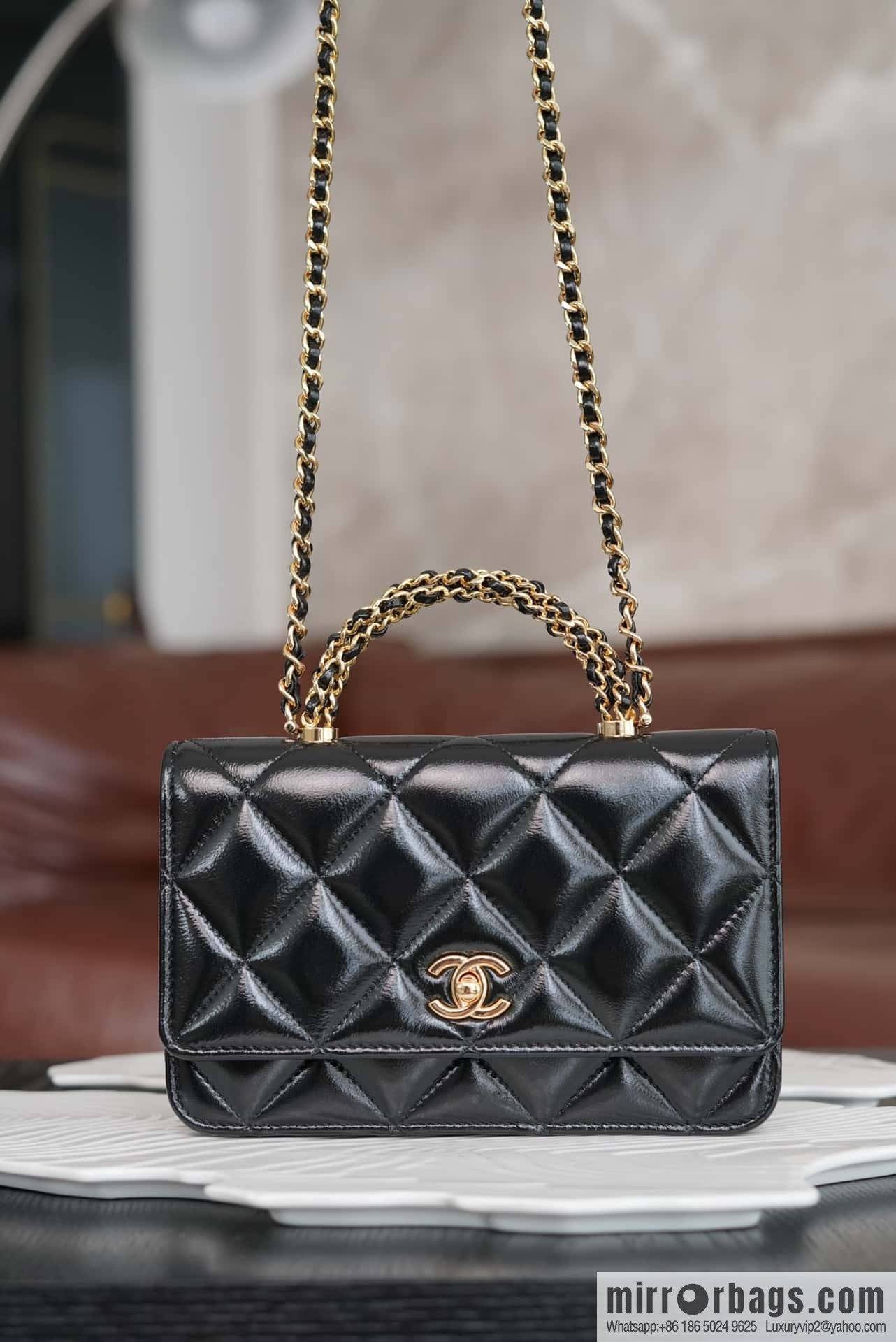 CHANEL Flap New thick chain handle Woc black ➿ AP4166 B17675 94305