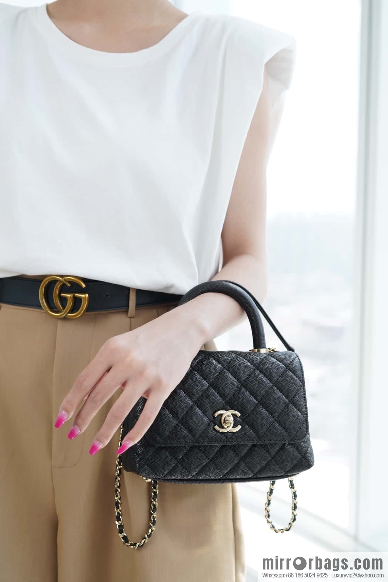 CHANEL spring and summer new product 𝗠𝗶𝗡𝗶 𝗖𝗼𝗖𝗼 𝗛𝗮𝗻𝗱𝗹𝗲 black gold AS2215