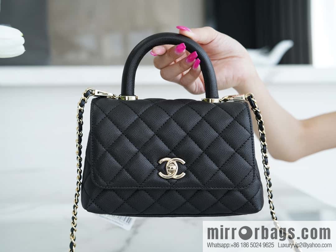 CHANEL spring and summer new product 𝗠𝗶𝗡𝗶 𝗖𝗼𝗖𝗼 𝗛𝗮𝗻𝗱𝗹𝗲 black gold AS2215