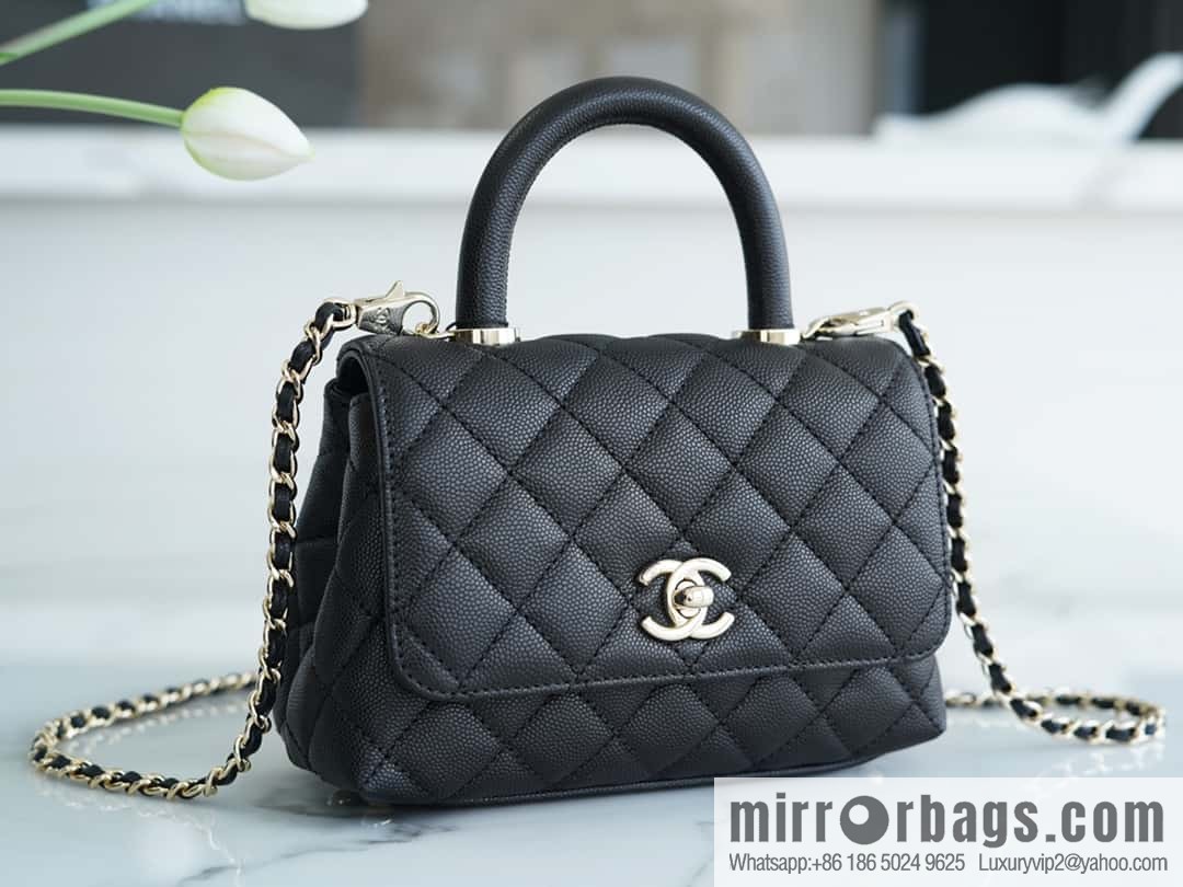 CHANEL spring and summer new product 𝗠𝗶𝗡𝗶 𝗖𝗼𝗖𝗼 𝗛𝗮𝗻𝗱𝗹𝗲 black gold AS2215