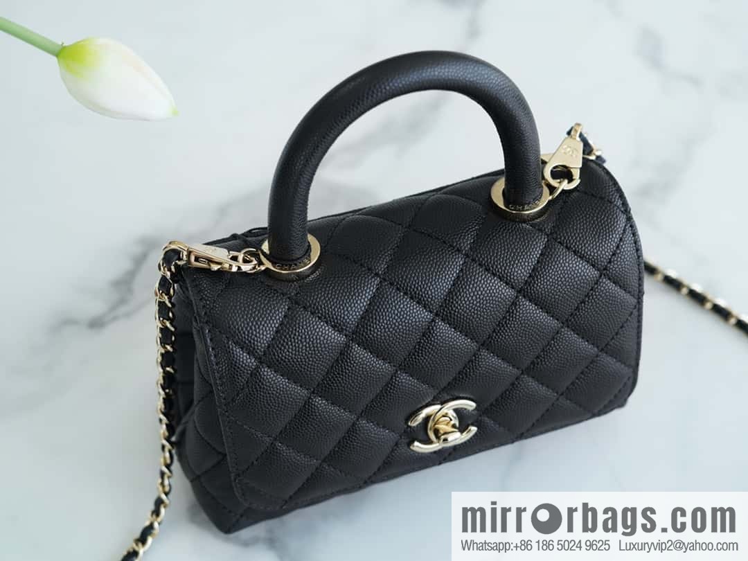 CHANEL spring and summer new product 𝗠𝗶𝗡𝗶 𝗖𝗼𝗖𝗼 𝗛𝗮𝗻𝗱𝗹𝗲 black gold AS2215