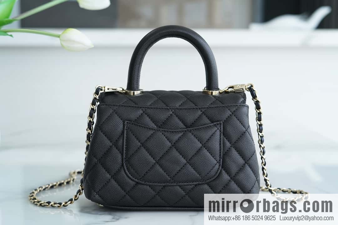 CHANEL spring and summer new product 𝗠𝗶𝗡𝗶 𝗖𝗼𝗖𝗼 𝗛𝗮𝗻𝗱𝗹𝗲 black gold AS2215