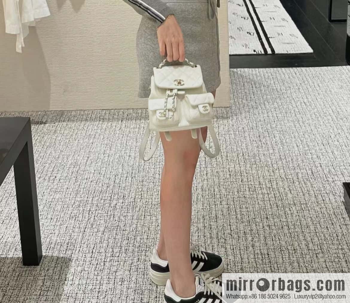 CHANEL Duma backpack, genuine leather, white AS3860.