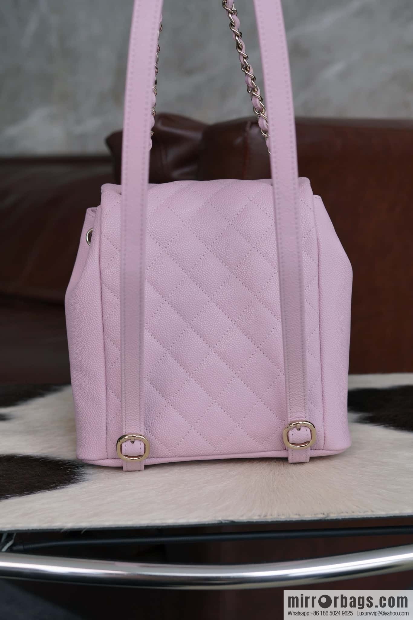 CHANEL Duma backpack, genuine leather, pink medium AS3860.