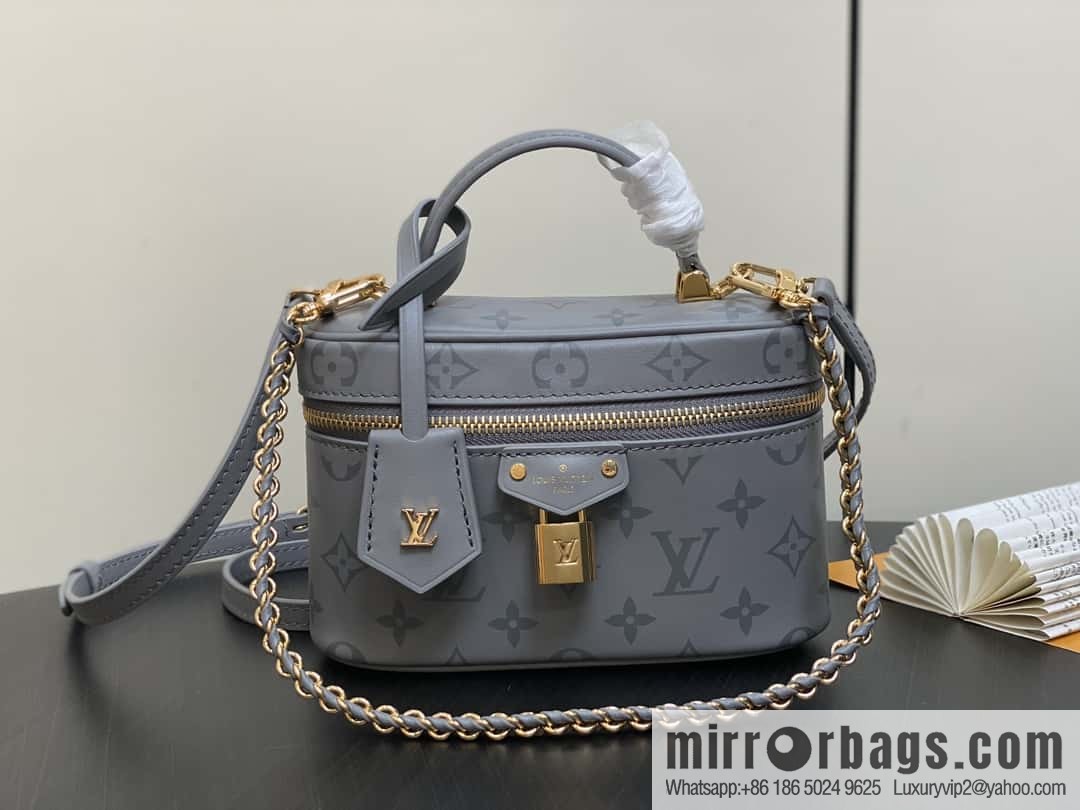[Original order boutique] M12427 shark gray silk screen printing, full leather chain bag series Vanity Chain Pouch handbag