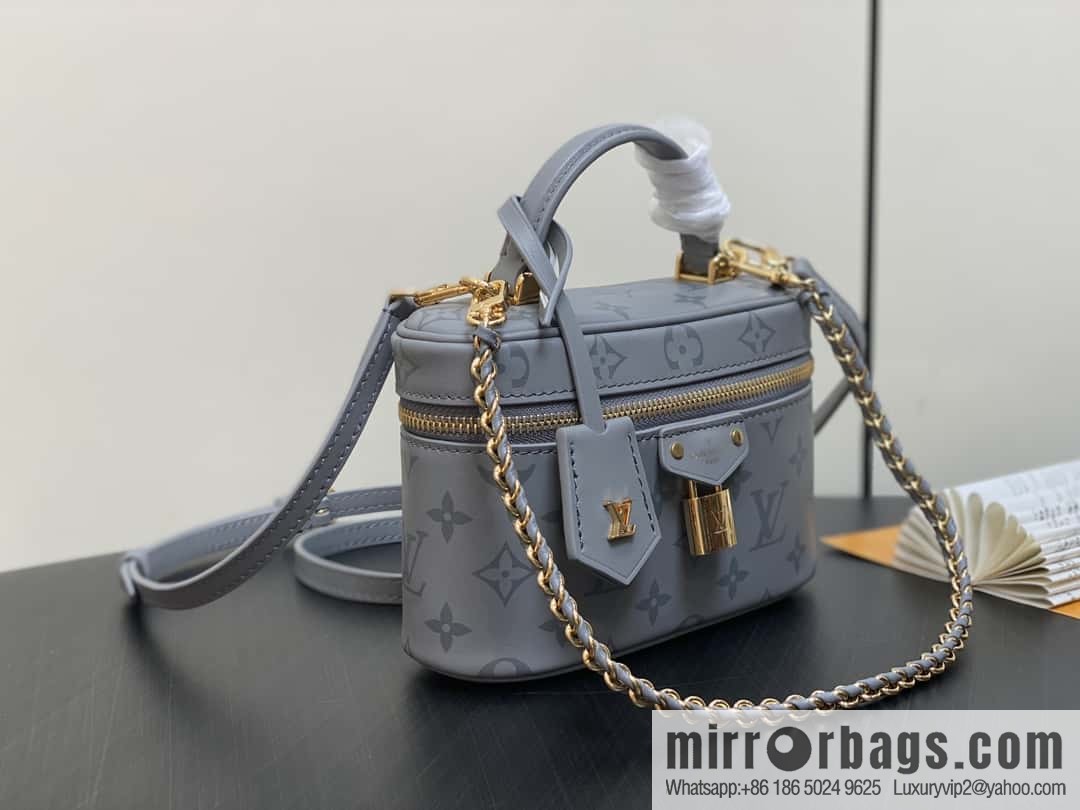 [Original order boutique] M12427 shark gray silk screen printing, full leather chain bag series Vanity Chain Pouch handbag