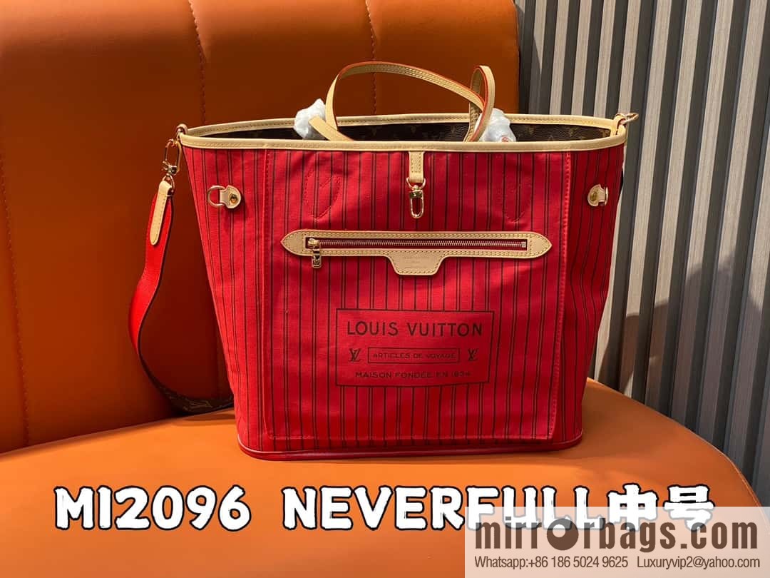 [Original order boutique] M12096 old flower red, double-sided available, variable code chip version, shopping bag series NEVERFULL medium handbag
