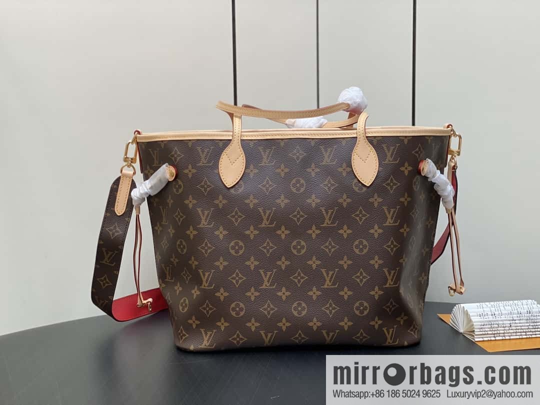 [Original order boutique] M12096 old flower red, double-sided available, variable code chip version, shopping bag series NEVERFULL medium handbag