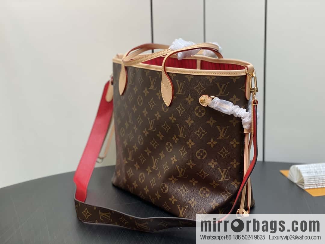 [Original order boutique] M12096 old flower red, double-sided available, variable code chip version, shopping bag series NEVERFULL medium handbag