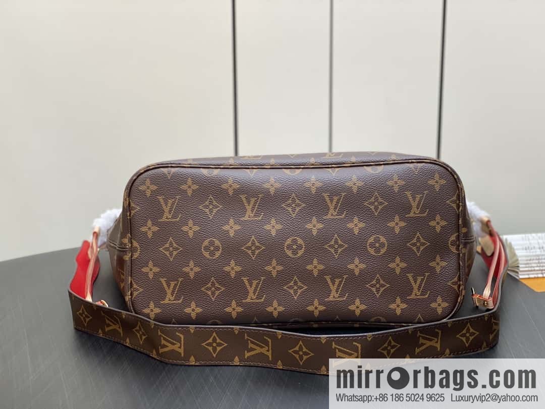 [Original order boutique] M12096 old flower red, double-sided available, variable code chip version, shopping bag series NEVERFULL medium handbag