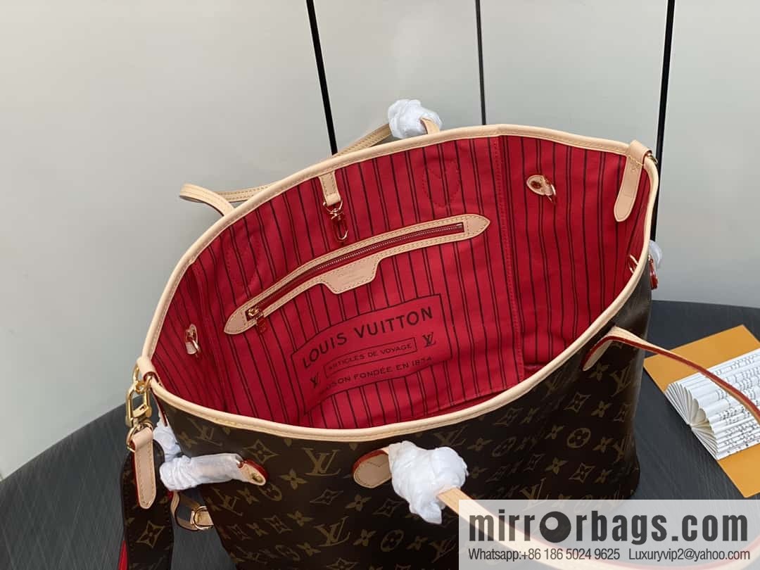 [Original order boutique] M12096 old flower red, double-sided available, variable code chip version, shopping bag series NEVERFULL medium handbag