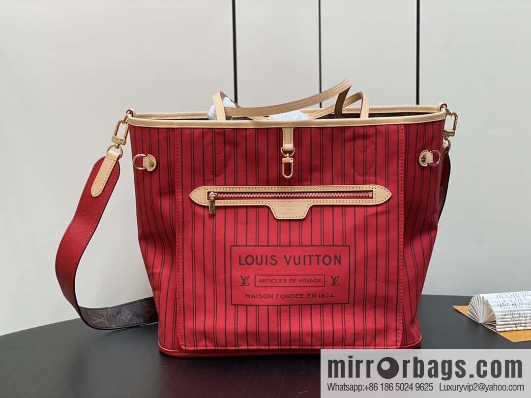 [Original order boutique] M12096 old flower red, double-sided available, variable code chip version, shopping bag series NEVERFULL medium handbag
