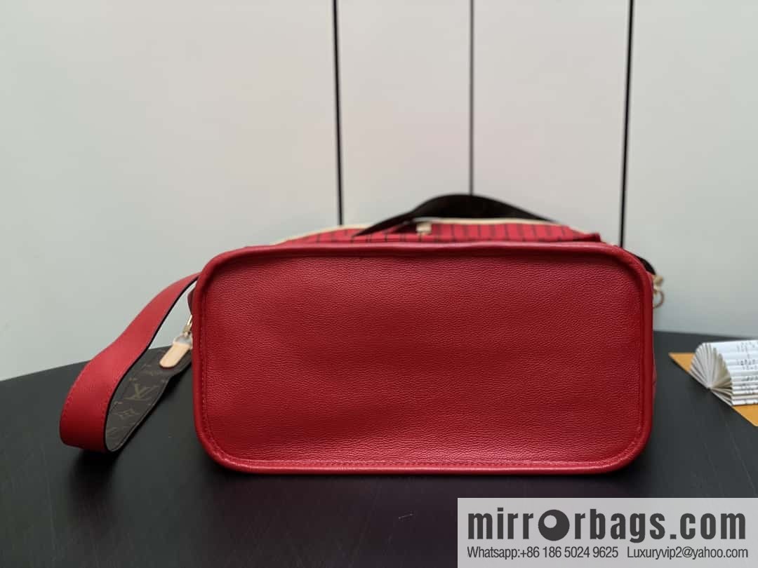 [Original order boutique] M12096 old flower red, double-sided available, variable code chip version, shopping bag series NEVERFULL medium handbag