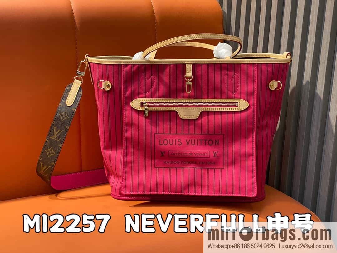 [Original order boutique] M12257 presbyopia plum red, available on both sides, variable code chip version, shopping bag series NEVERFULL medium handbag