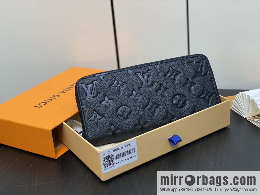 [Original order boutique] M11721 black embossed (lychee pattern) full leather single zipper wallet series Zippy zipper wallet M60017 11721 black