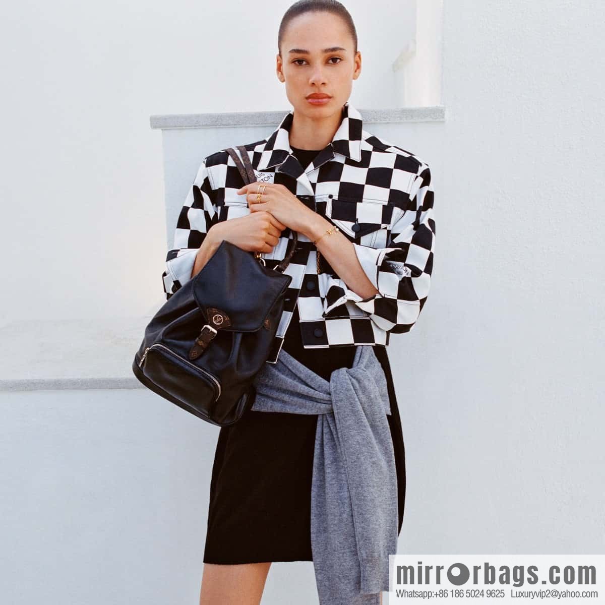[Original order boutique] M12587 black full leather, backpack series, this Montsouris small backpack.