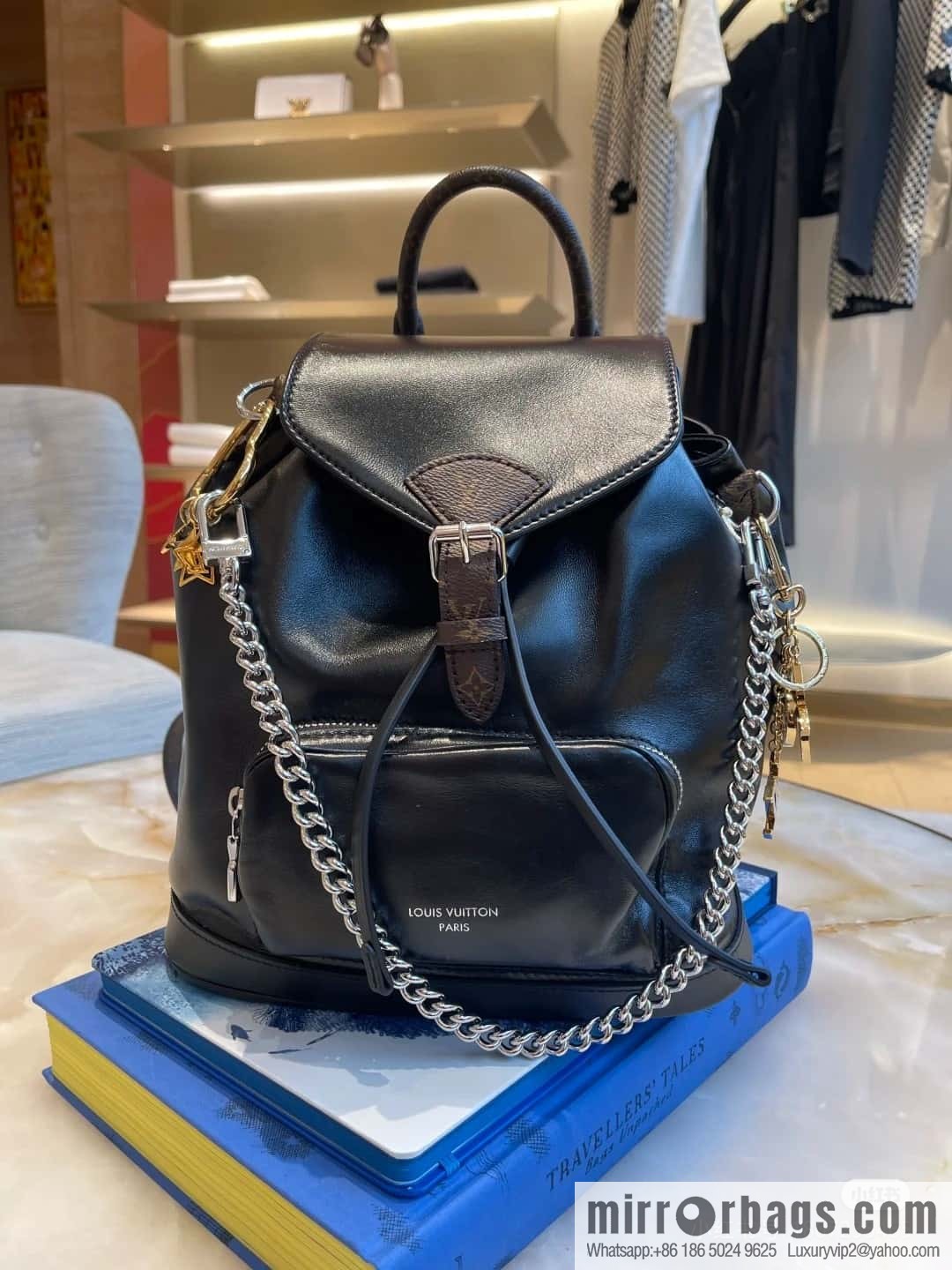 [Original order boutique] M12587 black full leather, backpack series, this Montsouris small backpack.