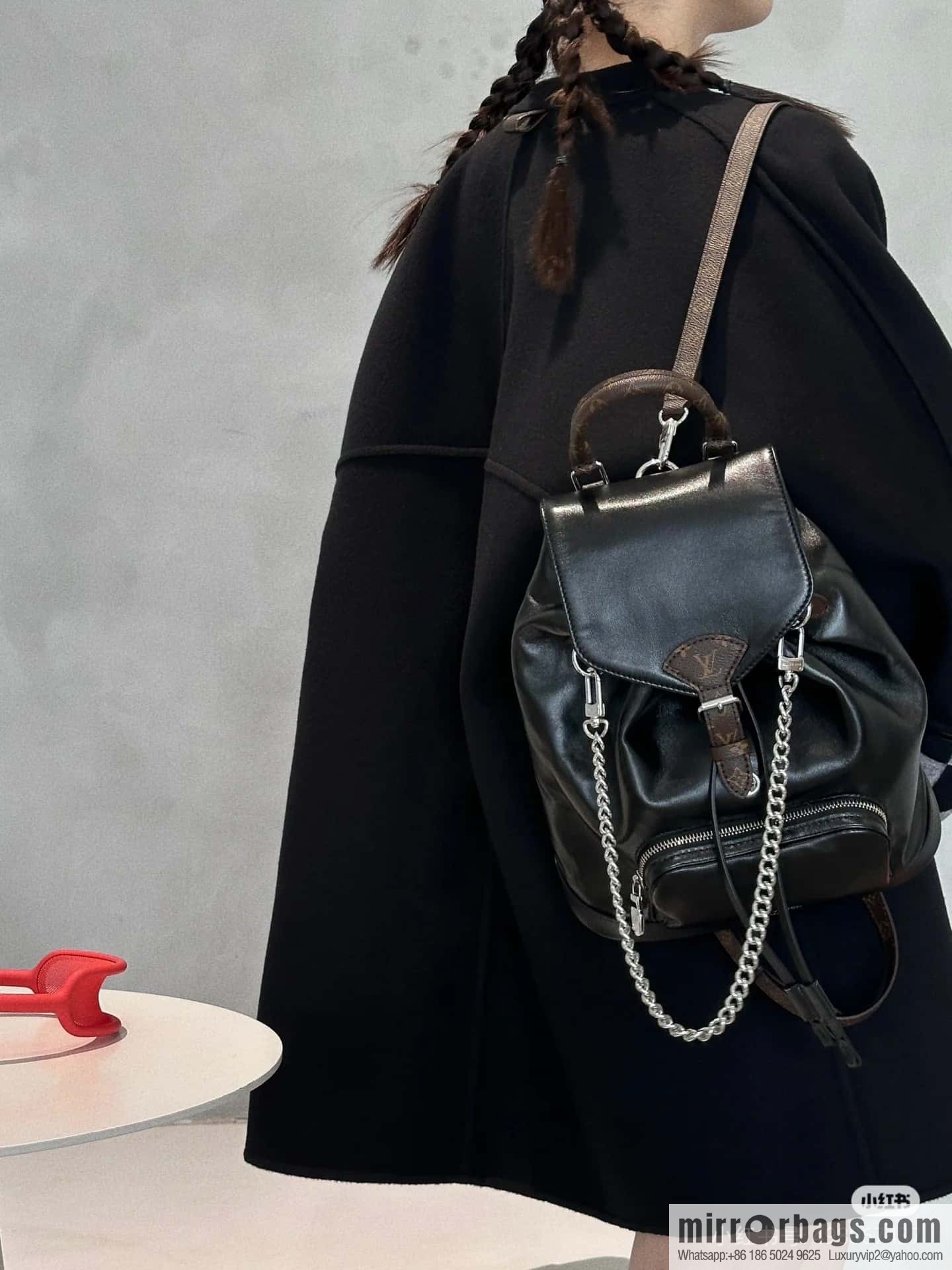 [Original order boutique] M12587 black full leather, backpack series, this Montsouris small backpack.