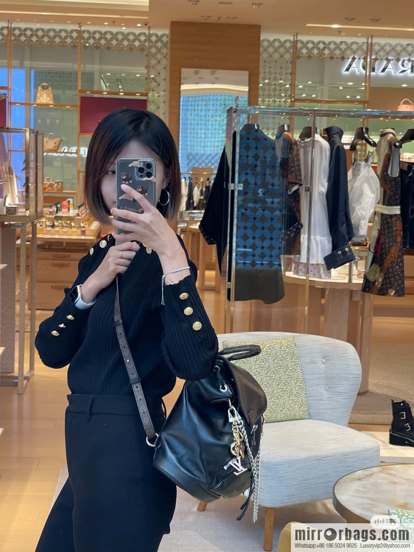[Original order boutique] M12587 black full leather, backpack series, this Montsouris small backpack.