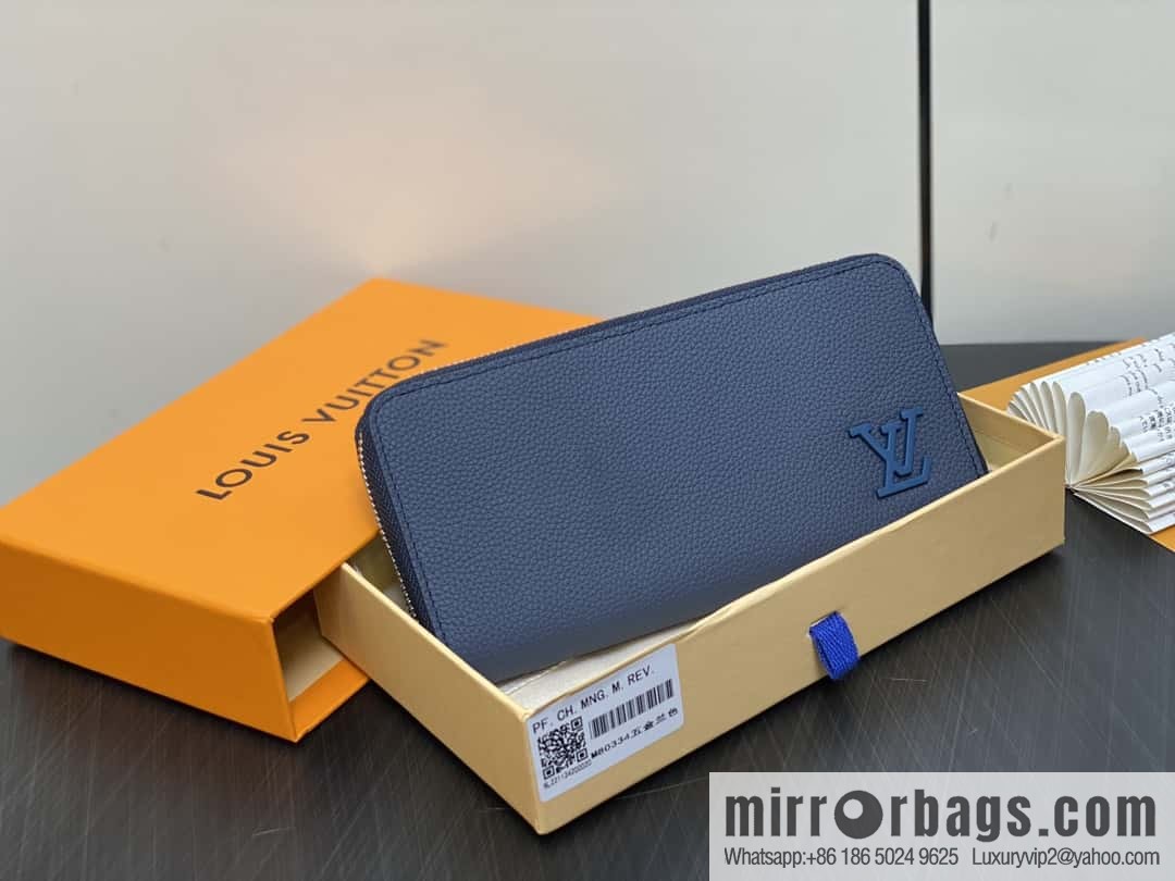 [Original single boutique] M80334 blue, full leather single zipper wallet series, this horizontal Zippy wallet.