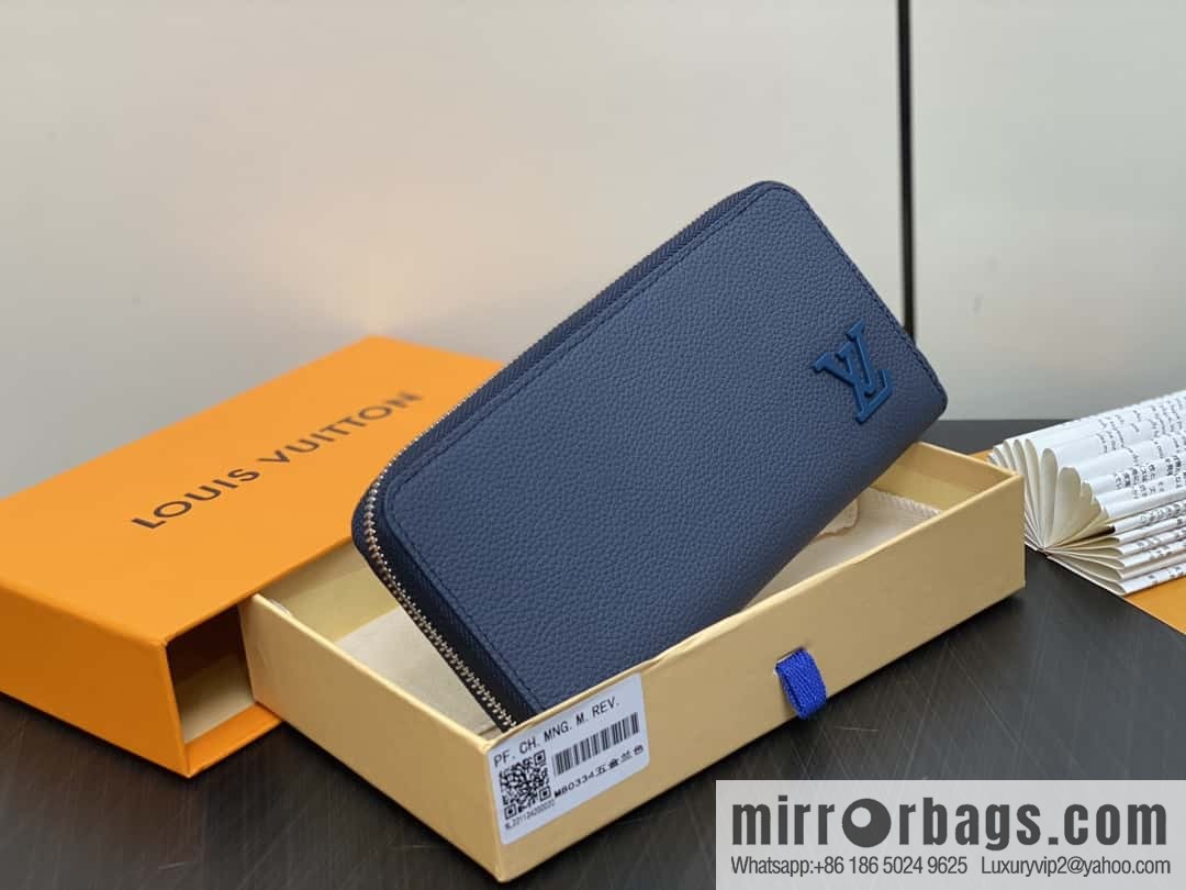 [Original single boutique] M80334 blue, full leather single zipper wallet series, this horizontal Zippy wallet.