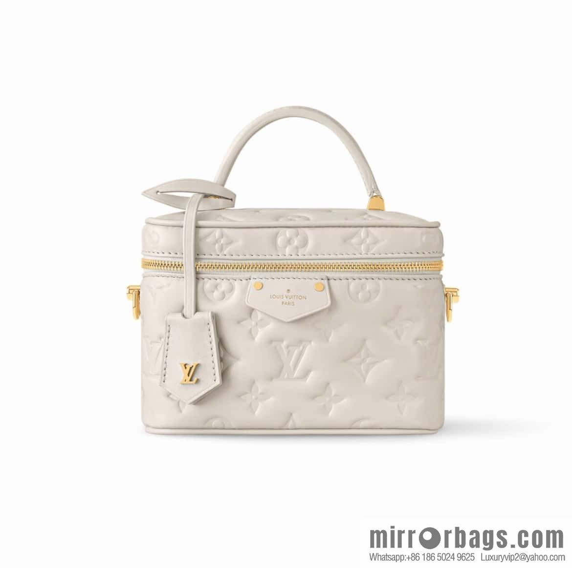 [Original order boutique] M25129 white, full leather embossed cosmetic bag series, variable size chip version M25219 white M25123 black, this Vanity small handbag.
