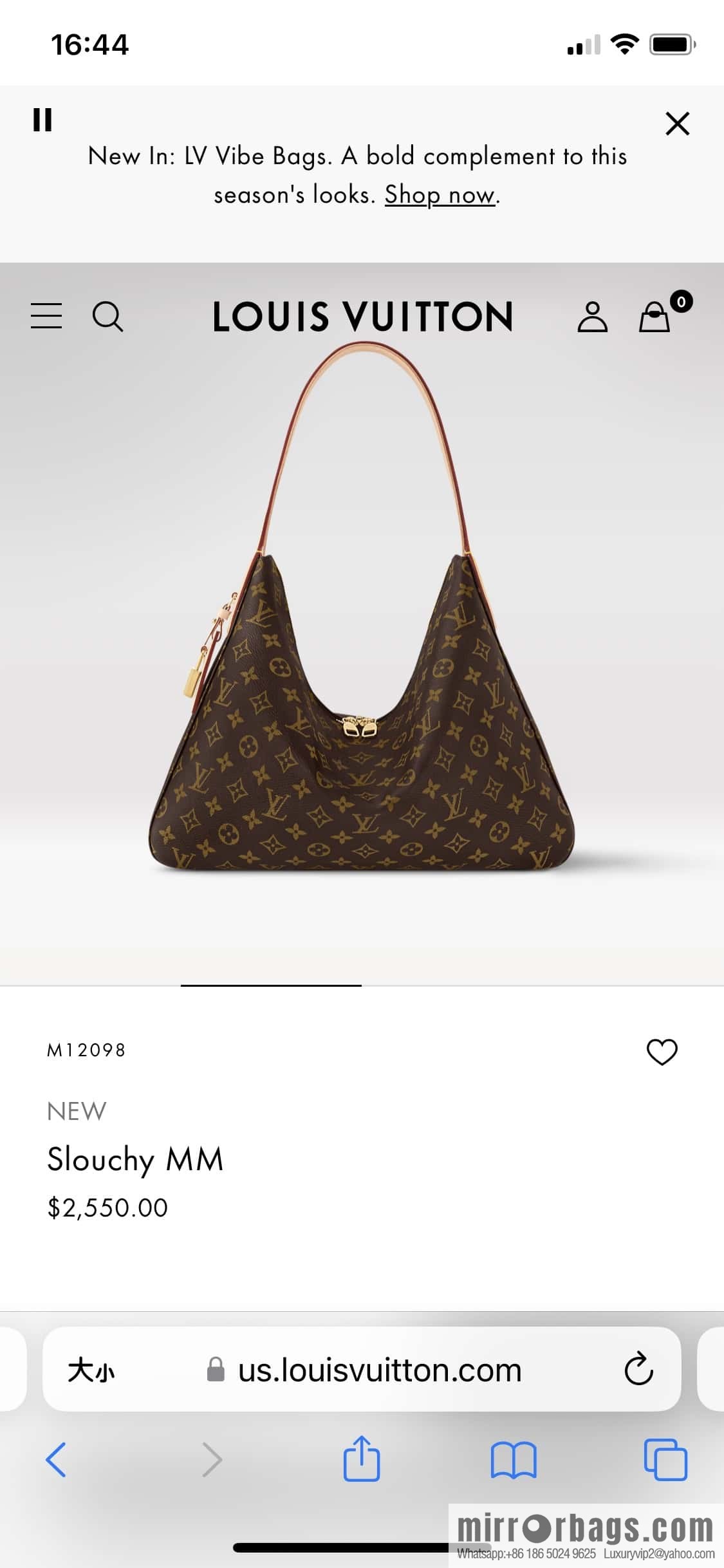 [Original order boutique] M12098 presbyopia, shopping bag, armpit bag series, variable size chip version NEW Slouchy MM handbag