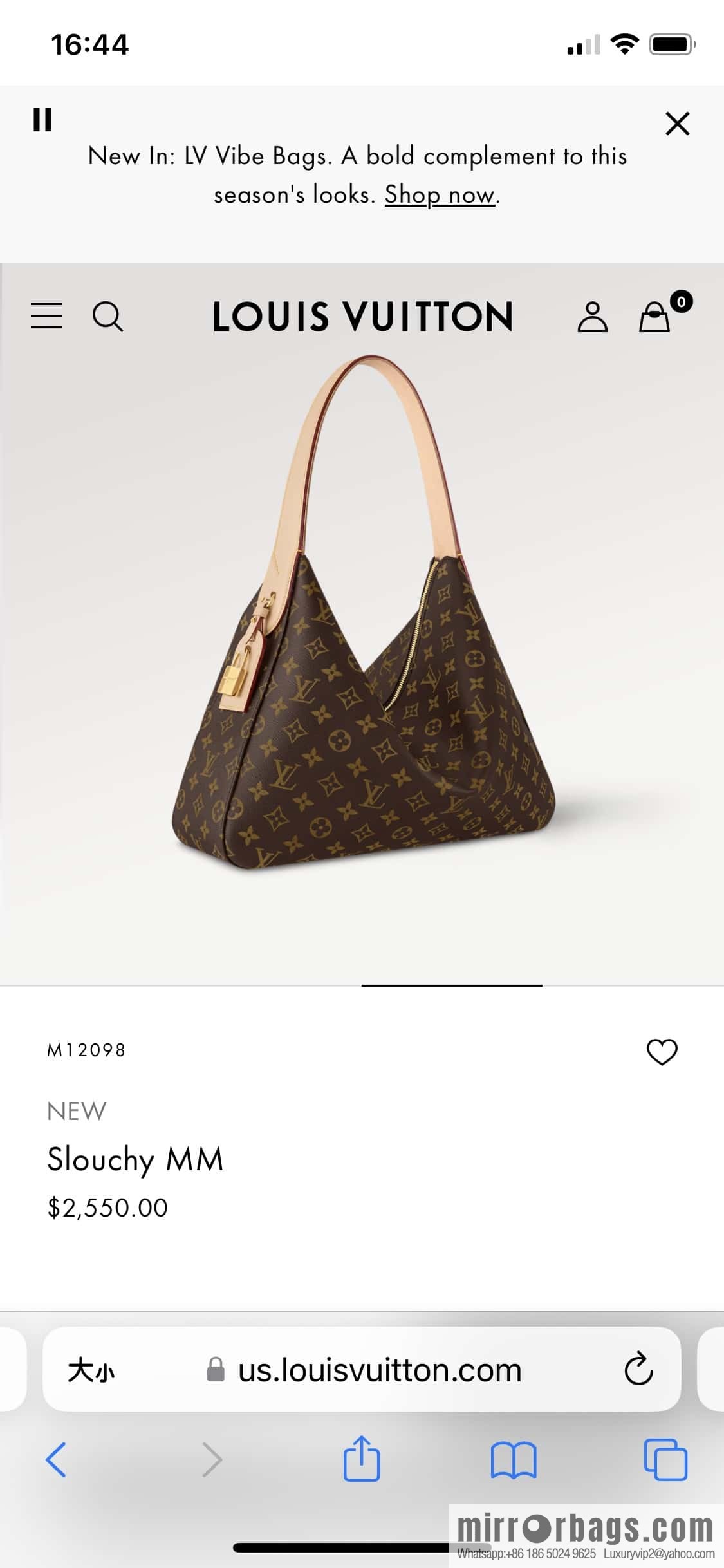 [Original order boutique] M12098 presbyopia, shopping bag, armpit bag series, variable size chip version NEW Slouchy MM handbag