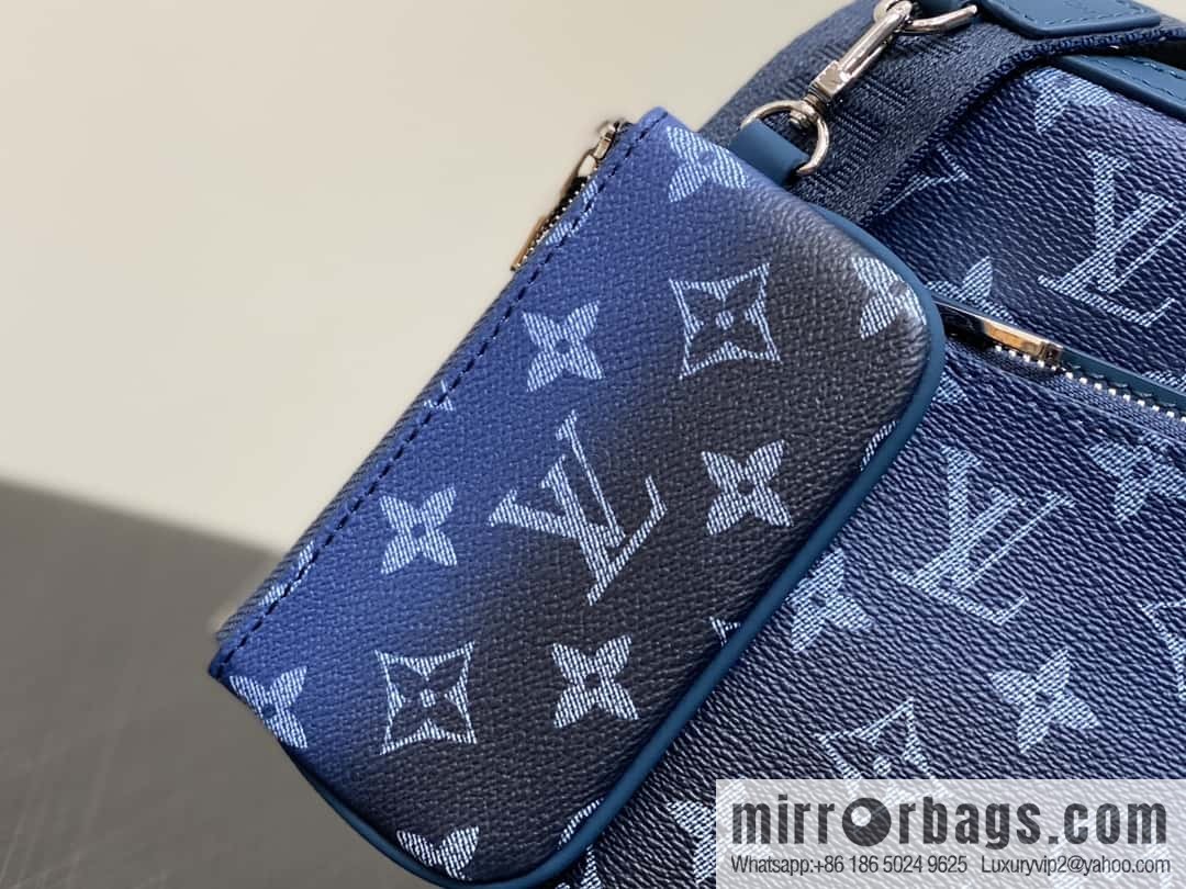 [Original single boutique] M11592 blue gradual change men's bag three-piece series, variable code chip version, the latest Trio mailman bag