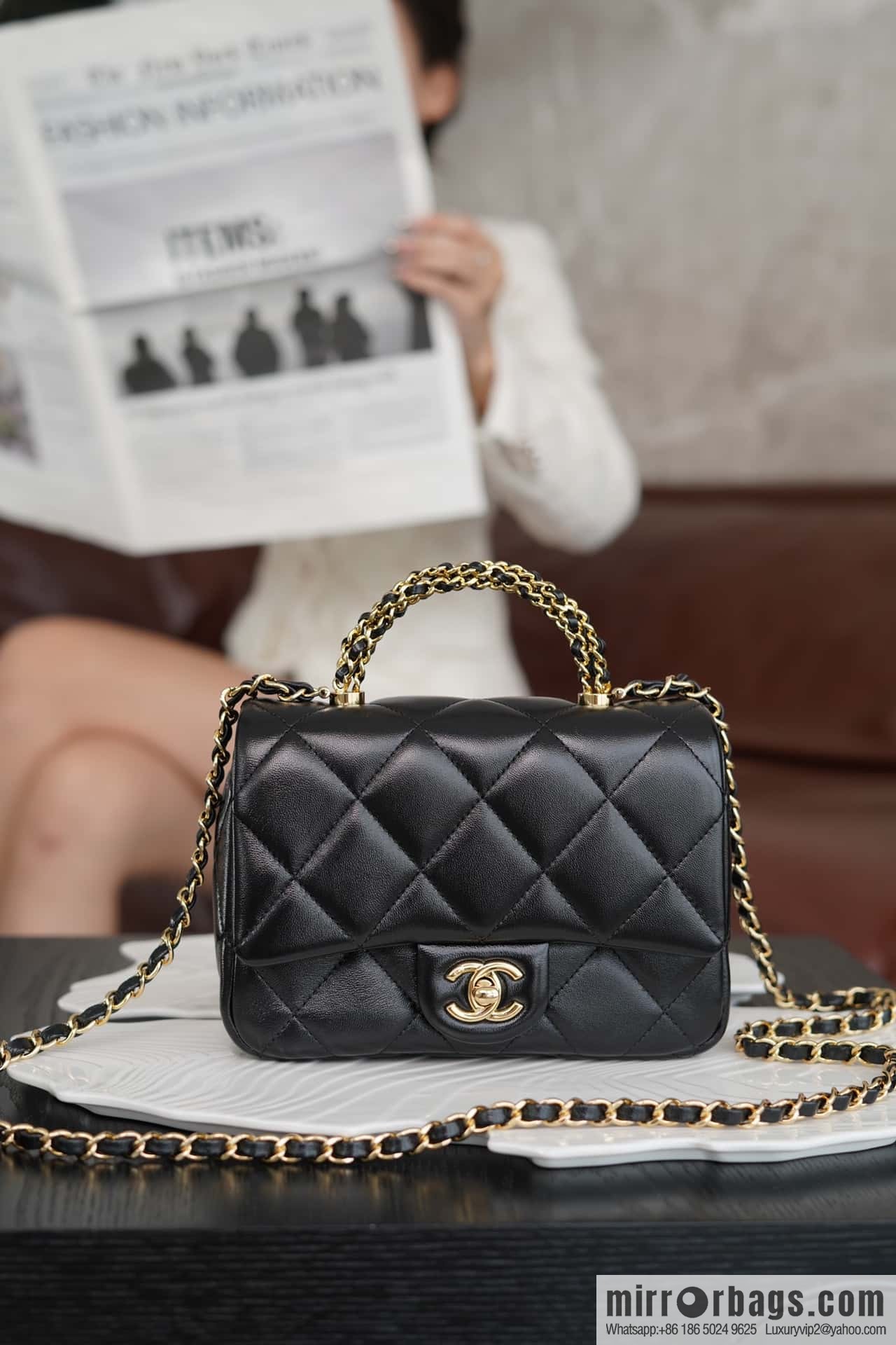 CHANEL 24b Flap New thick chain handle, fat square, small AS5032 B17665 94305