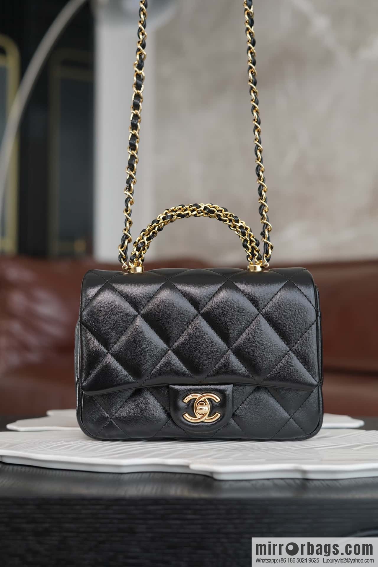 CHANEL 24b Flap New thick chain handle, fat square, small AS5032 B17665 94305