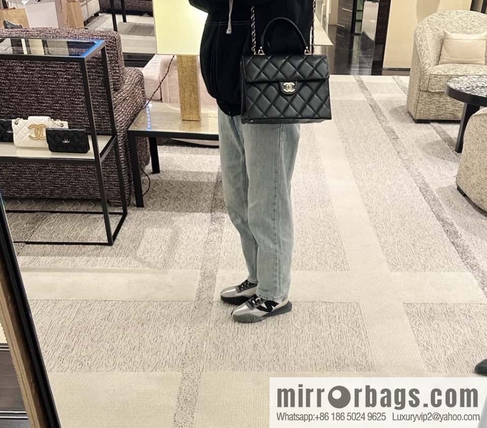 CHANEL 24p handle Kelly box, black large AS4712
