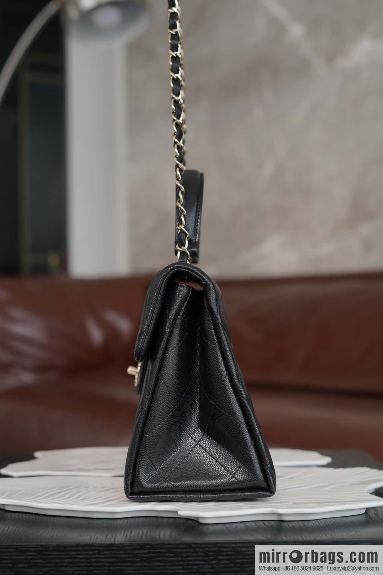 CHANEL 24p handle Kelly box, black large AS4712