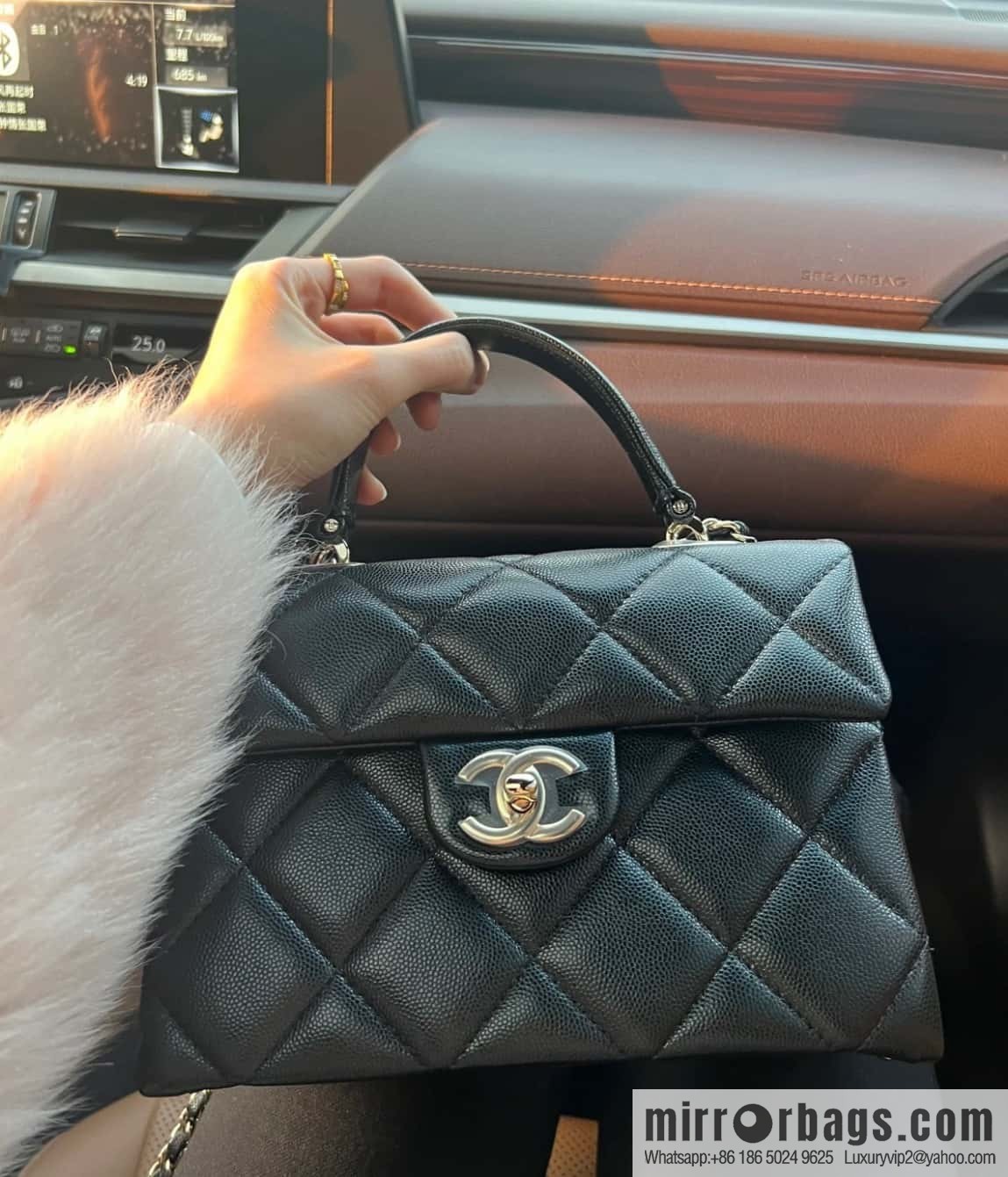 CHANEL 24p handle Kelly box, black small AS4711