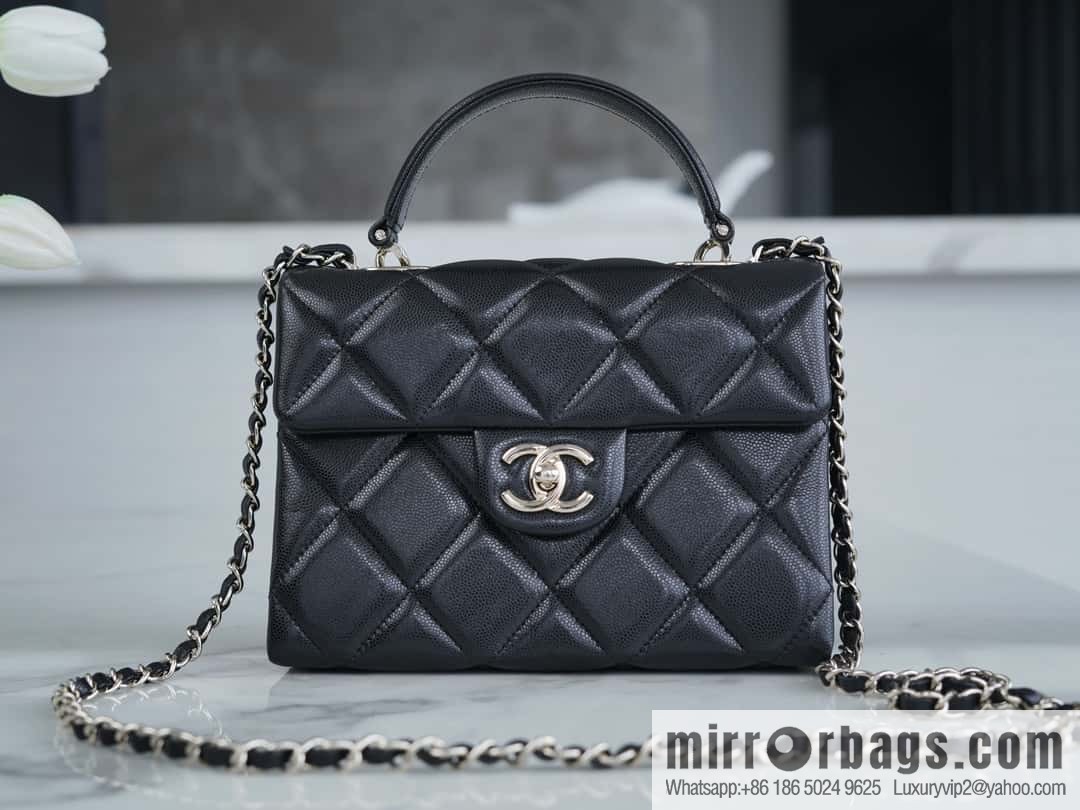 CHANEL 24p handle Kelly box, black small AS4711