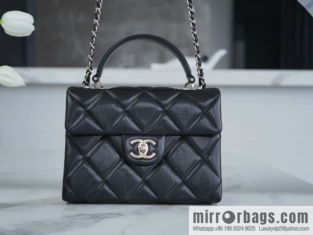 CHANEL 24p handle Kelly box, black small AS4711